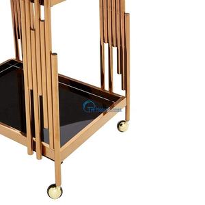 Chariot de bar de service en verre personnalisé 2025 de luxe moderne et durable en acier inoxydable pour la cuisine et le salon - Product Image 4