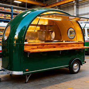 Carrito de Venta Móvil Compacto con Domo Verde y Estructura Resistente para Operaciones de Café y Catering - Product Image 6