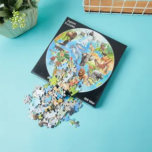 Stampa rotonda animale di alta qualità all'ingrosso personalizzata 500/1000 pezzi puzzle per adulti