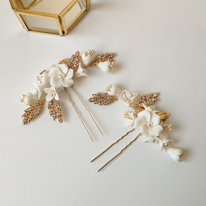 Wholesale Fashion Jewelry Set Ceramic Flower Wedding Headpiece <strong>Hair</strong> Accessories <strong>Bridal</strong> <strong>Hair</strong> <strong>Pins</strong> for Women - Product Image 6