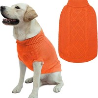Pull en acrylique tricoté torsadé pour chien, col montant, idéal pour l'hiver et les promenades quotidiennes (vente en gros)