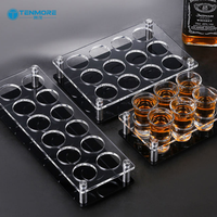 Plateau de service en acrylique pour verres à shot, 6/12 trous, avec verres à shot de 30 ml pour pub, club, fête