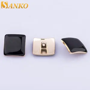 De tamaño cuadrado shank botón 1 2 pulgadas elegante esmalte negro botones para venta