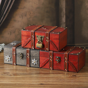 Caja de Almacenamiento de Madera Retro Mystic Arts con Cerradura 6301E Rojo Gris, Estilo Chino, Organizador de Cosméticos y Joyas de Escritorio, Caja Decorativa - Product Image 2