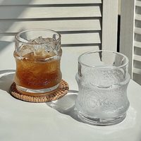 Juego de Vasos de Vidrio con Patrón de Mármol, 300 ml, Base Gruesa, Modernos y Ecológicos, para Whisky, Vino, Café, para Bar y Hogar