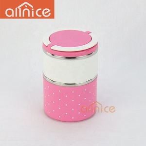 Hộp Đựng Thức Ăn Bằng Thép Không Gỉ Hộp Cơm Trưa Tròn Hai Tầng Tiffin Hộp Có Nắp Đậy Chân Không - Product Image 3