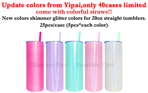 Rts New 20Oz Shimmer Arc Blank Sublimation Straight Skinny Tumbler With Colorful Straw for Heat Press - Product Image 3