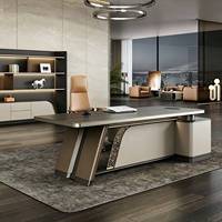 Bureau de direction moderne en MDF, table d'ordinateur de luxe pour personnel, poste de travail modulaire avec rangement pour immeuble de bureaux