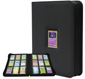 Portatarjetas Toploader de cuero PU con textura de Diamante Negro Premium con ventana de exhibición - Product Image 1