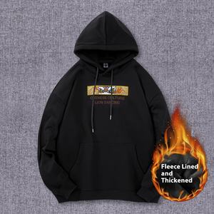 Sonbahar kış Trendy marka kazak çiftler 100% pamuk erkek katı rahat anti-boncuklanma yeni işlemeli aslan artı boyutu kapüşonlu - Product Image 3