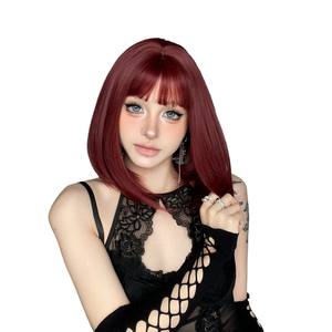 Perruque courte <span class=keywords><strong>bob</strong></span> à frange, couleur châtain, en dentelle complète, confortable et respirante, best-seller en gros pour femmes - Product Image 5