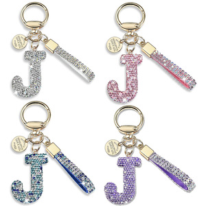 พวงกุญแจรูปกระเป๋าประดับพลอยเทียมสไตล์ใหม่พวงกุญแจคู่สุดหรูพวงกุญแจตัวอักษรภาษาอังกฤษส่องแสงเป็นประกายวิบวับ - Product Image 5