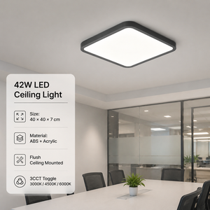 โคมไฟเพดาน LED ทรงสี่เหลี่ยมทันสมัย 42W แสงสามสี อะคริลิคติดเพดาน สำหรับตกแต่งภายในบ้าน สำนักงาน ห้องนอน ห้องนั่งเล่น - Product Image 3