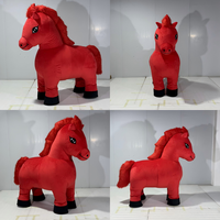 MOQ 1 PC Costume de mascotte gonflable rouge de 2 m, personnage animal, cheval rouge, dessin animé, drôle, adulte, peluche douce
