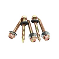 Tornillo autoperforante de zinc amarillo con arandela hexagonal indentada y arandela EPDM adherida, tornillo para techos DIN7504 para el mercado de Filipinas