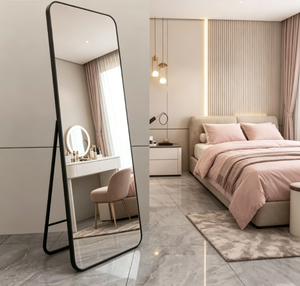 กระจกเงา Heavenly Mirror รุ่น 30 กระจกตั้งพื้นแบบเต็มตัว ดีไซน์ทันสมัย ผลิตด้วยมือ ติดผนังได้ รูปทรงสี่เหลี่ยมผืนผ้า กรอบโลหะ - Product Image 4