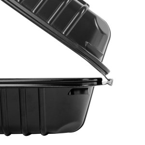 Recipiente de Alimentos Descartável com 3 Divisões, Recipientes Pretos Compostáveis para Delivery, Recipiente de Plástico Personalizado para Comida para Viagem - Product Image 6