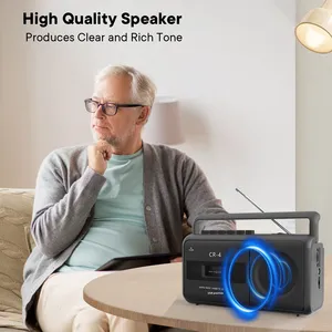 Registratore di Cassette Portatile Vintage con Radio, Convertitore <span class=keywords><strong>MP3</strong></span>, Ricevitore FM/AM/SW Multibanda, Supporto USB/Scheda SD e Altoparlante Wireless - Product Image 3