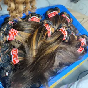 Letsfly Free Shipping 100% Human Hair Bundles 16inch Piano Color 4/27# Straight Hair Weft 20pcs Brazilian Human Hair extension
