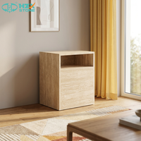 Table d'appoint moderne en marbre travertin beige clair HZX Premium, personnalisable pour cuisine ou chevet