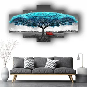 Pintura de árbol azul personalizada, Arte Abstracto decorativo para pared de sala de estar, decoración del hogar, envío directo de fábrica