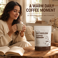 Poudre de café fonctionnelle OEM 200g en sachet Doypack, mélange botanique d'Inuline, nutrition quotidienne, marque privée