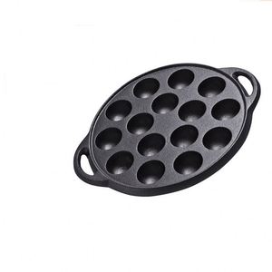 Uncoated Non-Stick Cast Iron Fry <b>Pan</b> Thickened Metal for Meatball Octopus Quail Egg and Other Foods - Product Image 5