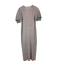 Robe longue plissée Miyake 2025, nouvelle collection haut de gamme, couleur unie, col rond, coupe trapèze, taille haute, plissée, printemps, ample, mode, confortable, décontractée