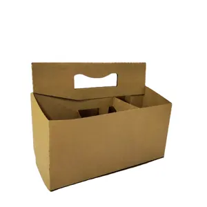 Custom Logo Boxes Cardboard Six Pack Wine Box Carrier Portable Handle Corrugated Paper Packaging 6 Bottle Beer Carrier