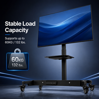 Chariot TV mobile réglable en hauteur avec étagère en métal, support TV inclinable sur roulettes, capacité de 88 lb, télécommande pour écrans de 32 à 70 pouces