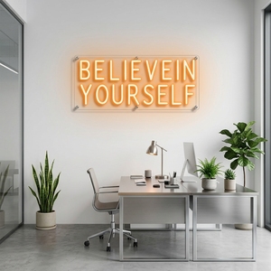Insegna LED al Neon Personalizzata in Acrilico con Scritta 'Believe in Yourself', Design Gratuito, Materiale Ecologico, Dropshipping - Product Image 1