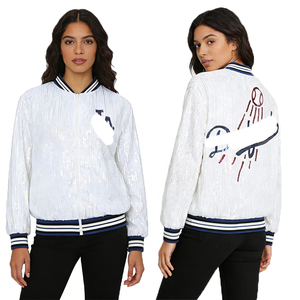 2026 Wholesale Finished Autumn Winter Custom <strong>Sequin</strong> Anti-Wrinkle 100% Polyester Bomber Women <strong>Jackets</strong> - Product Image 3