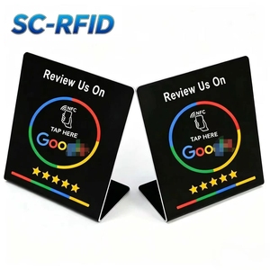 Support de table NFC RFID en PVC 13,56 MHz avec puce sans contact pour boulangerie, promotion sur <span class=keywords><strong>les</strong></span> réseaux sociaux et affichage des <span class=keywords><strong>avis</strong></span> clients - Product Image 3