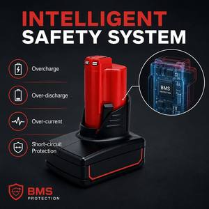 Batterie Li-Ion 12V pour perceuse sans fil, compatible avec <span class=keywords><strong>Milwaukee</strong></span> <span class=keywords><strong>M12</strong></span> 48 11 2412 48 11 2460 48 11 2402 - Product Image 2