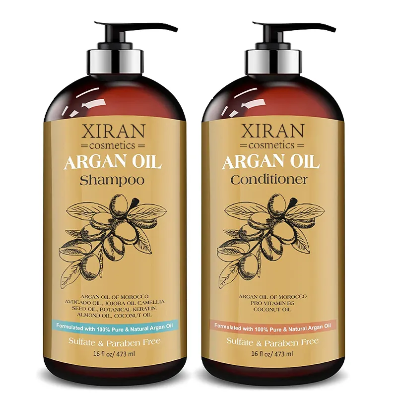 Shampoo personalizado sem sulfate, shampoo natural de argan orgânico, marrocos, queratina, colágeno, shampoo e condicionador