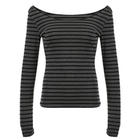 T-shirt en tricot rayé à manches longues Y2K pour femme, coupe ajustée, col rond, streetwear décontracté, haut tendance automne