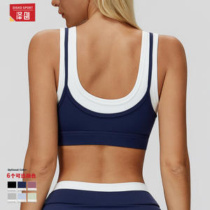 Soutien-gorge de sport Disko Sport pour femme, col rond, respirant, pour yoga et fitness, avec design côtelé et blocs de couleur EWX3129 - Product Image 2