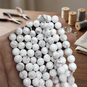 Cuentas Redondas Lisas de Howlite Natural, Grado A, Venta al por Mayor, Cuentas de Piedras Preciosas, Ágata Mirani, Tema Amor Rajasthan - Product Image 2