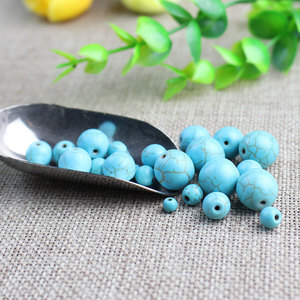 ลูกปัดสีฟ้าเทอร์ควอยซ์ทรงกลมสำหรับทำเครื่องประดับ DIY วัสดุทำสร้อยข้อมือ ขนาดกลาง ผ่านการเคลือบด้วยอีพ็อกซี่เรซิ่น - Product Image 2