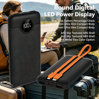 Batterie externe à charge rapide PD 22,5 W, 10 000 mAh, avec câbles intégrés Type C L, double câble C, écran LED numérique, 5 ports multi-sorties, portable