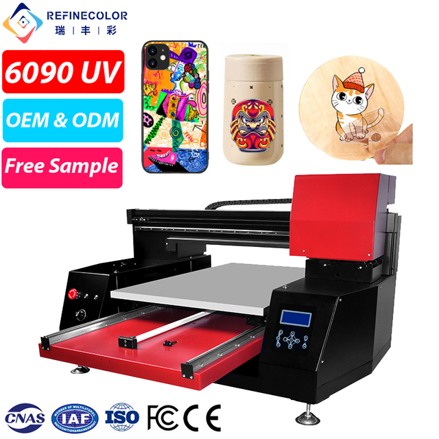 Refinecolor Large Format 6090 UV DTF Stickers Printer A1 Flatbed Printing Machine for Mobile Phone Cases Tumbler Pen Golf Balls