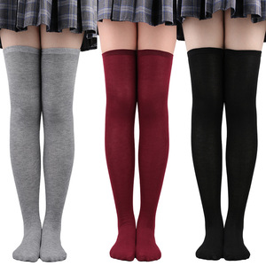 Chaussettes élastiques antidérapantes à trois bandes au-dessus du genou, multicolores, couleur unie, style académie, cosplay, usage quotidien, bas longs jusqu'aux cuisses - Product Image 4