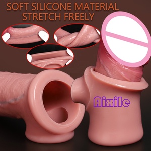 Guaina per Pene Realistica, Estensore per Aumentare le Dimensioni, Anello per Ritardare l'Eiaculazione, Potenziamento dell'Erezione, Guaina Riutilizzabile, Giocattolo Sessuale Maschile per Adulti - Product Image 4