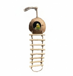 Nido de Pájaro de Cáscara de Coco Natural al por Mayor con Escalera de Madera |   Casa para Pájaros Ecológica Hecha a Mano, Suministro de Fábrica - Product Image 1