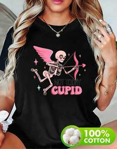 T-shirt con stampa Not Today Cupid Skull, unisex, manica corta, girocollo, 100% cotone, vestibilità comoda per tutte le stagioni - Product Image 3