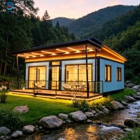 Usine de conteneurs : Villa préfabriquée de luxe personnalisable à double aile, toit plat, pliable, emballée à plat, assemblage rapide