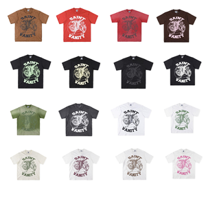 T-shirt Grafica <span class=keywords><strong>Oversize</strong></span> SAINT VANITY da <span class=keywords><strong>Uomo</strong></span> Vintage in Cotone 100% con Design Lavato, 300 Grammi, Maglietta Basica - Vendita all'Ingrosso - Product Image 1