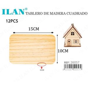 Tavola quadrata in legno Iln 15x10x0,5 cm per progetti artigianali 12 pz - Product Image 3