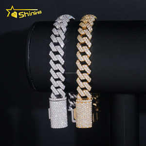 Stock en vrac Livraison directe Vente à chaud Certificat GRA S925 10mm 2 rangées Glacé VVS Moissanite Miami Cuban Link Chain & Bracelet - Product Image 3