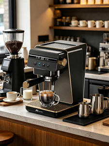 Macchina per Caffè Espresso Anbolife con Display Digitale, Controllo Temperatura NTC, Serbatoio <span class=keywords><strong>d</strong></span>'Acqua da 1,2L, Design Retrò Dorato - Product Image 6